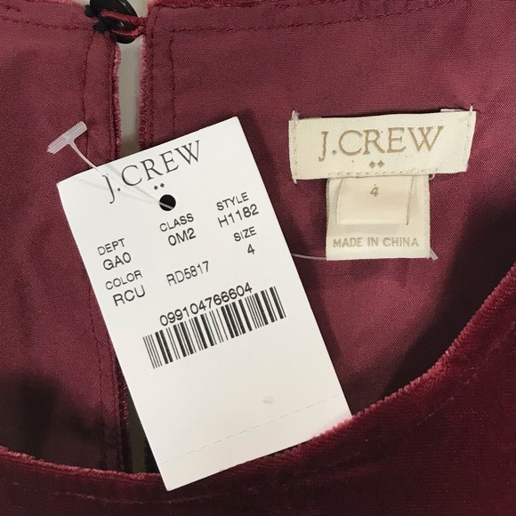 J. Crew Burgundy Red Velvet Sleeveless Peplum Blouse Top size 4 NEW - Picture 8 of 14